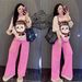 Women's Striped Lounge Set - Flowy Wide Leg Pants & Comfortable Tee Two Piece Outfit_ecoleips.com