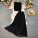 Women's fashion high-waisted lean pressed chiffon skirt two-piece set_ecoleips.com