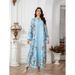 Verve Muslim Women's Abaya Dubai Fashion Printed Long Dress_ecoleips.com