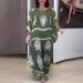 Women's Clothing Elegant Bat Sleeve Casual Round Neck Printed Two Piece Suit_ecoleips.com