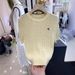 Women's round Neck Short Sleeve Knit Top Embroidered Striped Design Soft Summer Top Unique And Exquisite Fashion for Ladies_ecoleips.com