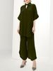 Modest Evening Dress Traditional Middle Eastern Abaya Muslim Outfit Women's Five Sleeve Shirt And Wide Leg Trousers Two Piece Clothing_ecoleips.com