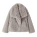 Women's Faux Fox Fur Coat Winter Elegant Faux Fur Jacket With Lapel Loose Fit Stylish Outerwear_ecoleips.com