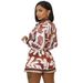 Elegant Two Piece Pant Set Long Sleeved Top With Shorts Sophisticated Print For Spring Autumn Summer_ecoleips.com