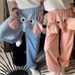 Women Lounge Plush Pajama Pant Flannel Funny Elephant Novelty Shorts Humorous Underwear Prank Gift Couple Pants Sleepwear_ecoleips.com