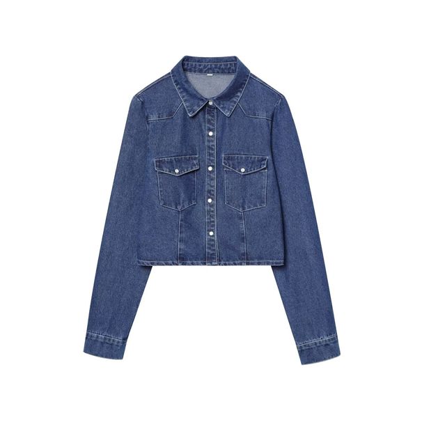 Women's Denim Short Jacket - Stylish Urban Outerwear For Casual & Office Wear (XS/S/M/L, Blue)_ecoleips.com