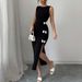 Rui Chuo Cross-Border Foreign Trade Independent Station European And American 2025 Autumn Slim Fit Bow Sleeveless Slit_ecoleips.com