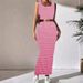 Summer Fashionable Striped Knitted Vest And Bodycon Skirt Set For Women Slim Fit Style_ecoleips.com