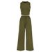 Women's Summer Knitted 2 Piece Set Sleeveless Vest And Elastic Waist Wide Leg Trousers Round Neck Design_ecoleips.com