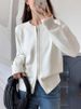 Aria Basics Aria Basics 100% Pure Cotton Gray-orange Knitted Zip-up Cardigan, Open-front Sweater Jacket For Women, Short Style, Elegant_ecoleips.com