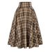 K High-waisted Plaid Full-skirt Fashion Women's Plaid Elastic Waist A-line Skirt_ecoleips.com