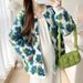 Real Shot Maternity Wear Autumn Winter Loose Camellia Embroidery Design Elegant Age-Reducing Versatile Sweater Cardigan_ecoleips.com