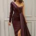 Women's Clothing new summer dress dinner one shoulder temperament slit slim large size slim evening dress_ecoleips.com