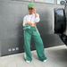 Women's Clothing Fashion Trend Casual Loose Wide Leg Pants Splicing Drawstring Sweatpants Sports Trousers_ecoleips.com