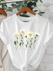 European And American Cross-border Foreign Trade Women's Floral Plant Print Round-neck Short-sleeve T-shirt Top_ecoleips.com