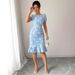 Elegant Fishtail Midi Dress For Women Solid Color Jacquard Short Sleeved Summer_ecoleips.com