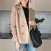 Women's Wool Blend Blazer Jacket With Notched Lapel, Elegant Casual Coat For Office & Daily Wear, Stretch Comfort Fit, Classic Solid Colors_ecoleips.com