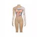 High Waist Cropped Slim Fit Top For Women Summer Digital Print Off Shoulder Single Sleeve Streetwear_ecoleips.com