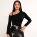 Voya Hot Selling Women's Clothing, European And American Trendy T-shirt, Spring And Summer Diagonal Collar Strap, Off Shoulder Slim Fit Solid Color Top_ecoleips.com