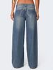 Women's Loose Wide Leg Denim Trousers Fashion Printed Jeans Ladies High Waist Straight Leg Pants_ecoleips.com