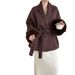 Fox High-End Feel Lace-Up Green Fruit Collar Elegant Double-Sided Wool Woolen Women's Autumn Winter New Fur Coat_ecoleips.com