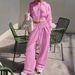 Fleece-Lined Hooded Zip-Up Tracksuit Set – Cropped Jacket & Elastic Waist Wide-Leg Pants (Athleisure, Polyester Thermal, Streetwear Unisex Fit)_ecoleips.com