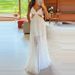 Vacation V-neck Sleeveless Suspender Women's Dress Fashion Lace Patchwork Party Dress Backless Hollow High Waist Sexy Long Dress_ecoleips.com