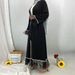 New Mesh Sleeves Hem Muslim Abaya Eid Long Dresses Black White Edge Kaftan Caftan Marocain Femme Fashion Modest Women Clothing_ecoleips.com