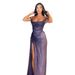Women's Clothing Sexy Strapless Slim High Slit Shiny Luxury Dress_ecoleips.com