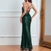 Sexy Sequin Backless Slit Dress - Long Sleeveless Strappy Party Dress For Women_ecoleips.com