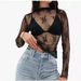 wish2026 European And American Foreign Trade Women's Mesh Transparent Lace Layered Top With Stand-up Collar_ecoleips.com
