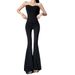Women's Strapless Black Vest And Trousers Two Piece Set Spicy Fishbone Design Spring Casual Floor Length Pants for Mature Women_ecoleips.com