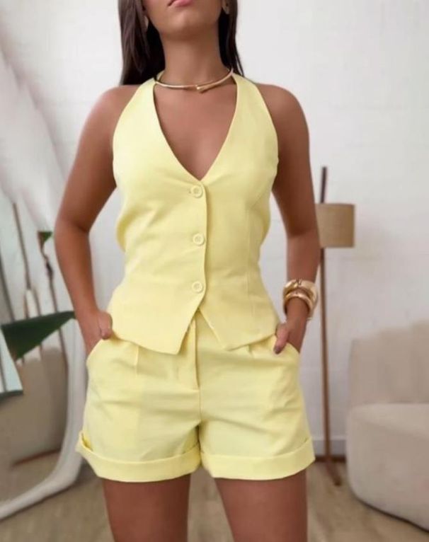 Women's Clothing Sleeveless Vest Casual Suit_ecoleips.com