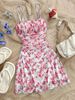 French Floral Strap Waist-Cinching Summer 2025 New Stylish Design Niche Fashion Casual Dress_ecoleips.com
