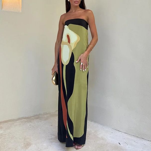Elegant Off-Shoulder Floral Print Maxi Dress - A-Line Stretch Polyester Wrap Dress For Women, Sexy Summer Evening Party Gown_ecoleips.com
