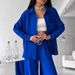 Women's Solid Color Cardigan & Wide-Leg Pants Set – Casual Comfort Outfit With Pockets | Relaxed Fit_ecoleips.com