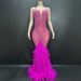 Women's Clothing Black Rhinestone Feather Dress Mesh Red Evening Dress Elegant Dress_ecoleips.com