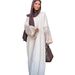 Bohemian Floral Print Long Dress With Puff Sleeves – Loose Fit Muslim Women's Maxi Dress For Autumn, Polyester Fabric_ecoleips.com