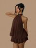 Neck Chiffon Short Skirt Sexy Coffee Break Sanya Vacation Dress Dress Vacation Style Dress_ecoleips.com