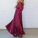 Women's Elegant Pleated Waist Big Swing Long Dress Casual Long-sleeved Vacation Dresses Sexy Deep V-neck Pullover Holiday Dress_ecoleips.com