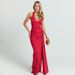 Women's Elegant Halter Neck Mini Dress European American Style Spring New Sexy Backless Fishtail Waist Ribbon Deep V Dress_ecoleips.com