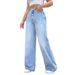 Aria Basics Cross-border European And American High-waisted Comfortable High-elasticity Washed Denim Women's Trousers,_ecoleips.com