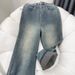 Starry Sky Pattern Wheat Ear Jeans For Women, Autumn And Winter Style, Plus Size, Pear-Shaped Body, High Waist_ecoleips.com