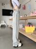 American-style Washed Denim Jeans For Women, Yellow Mud-dyed Straight-leg Pants, Trendy High Street Distressed Casual_ecoleips.com