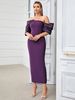 Women's Clothing Sexy Hip Dress Irregular Pleated Shoulder Sleeves Temperament Female Dress_ecoleips.com