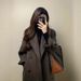 vintage royal style long coat for women autumn winter oversized lapel lantern sve wool blend trench coat (s2xl)_ecoleips.com