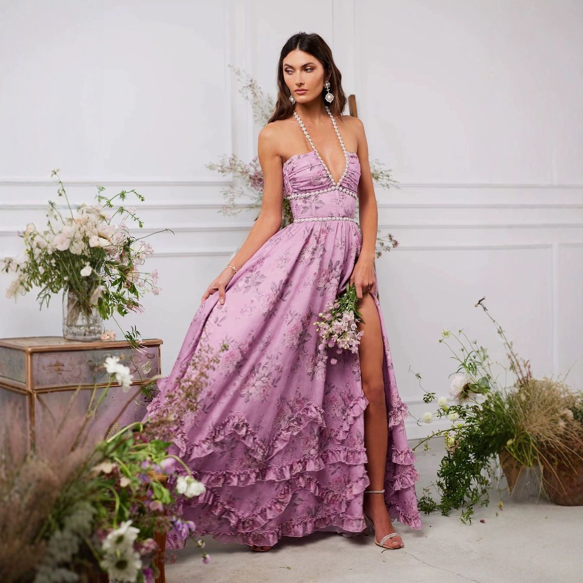 Women's Slim Fit Printed Dress Elegant Temperament Swing Long Suspender Casual Fashion For Spring Summer Holiday_ecoleips.com