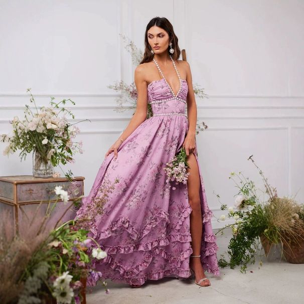 Women's Slim Fit Printed Dress Elegant Temperament Swing Long Suspender Casual Fashion For Spring Summer Holiday_ecoleips.com