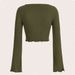 Voya Women's 2026 Spring/Summer New Item Asymmetric Hem Horn Sleeve V-neck Slimming Long Sleeve T-shirt Top_ecoleips.com