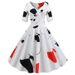 Women Flower Print Autumn Dress Casual Winter Half Sleeve Elegant Vintage Dress Robe Femme Pinup Office Party Vestidos_ecoleips.com